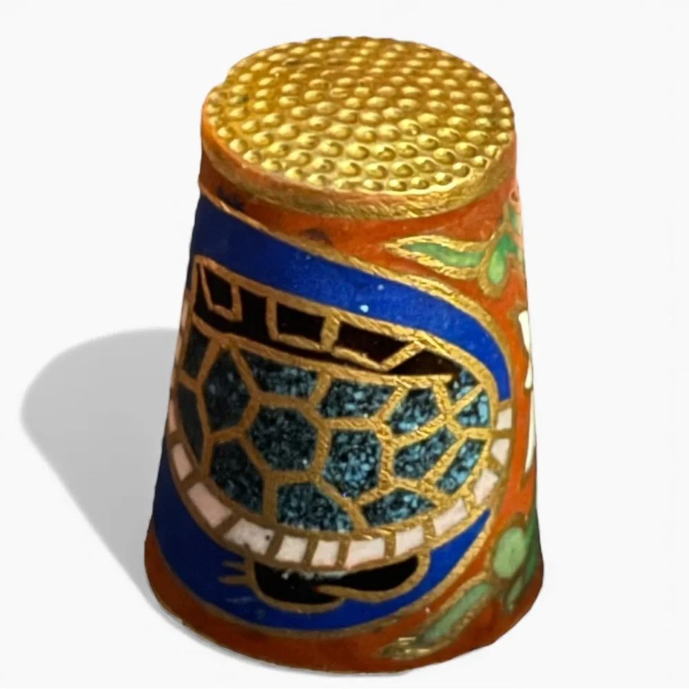 Vintage‎ Cloisonné Enamel Thimble Turtle Design